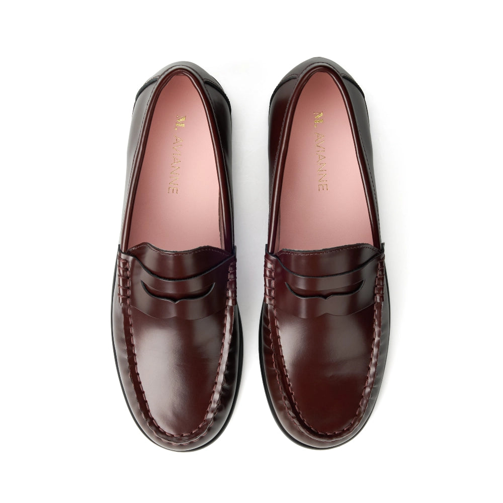 Front view of Burgundy Buffalo shoe