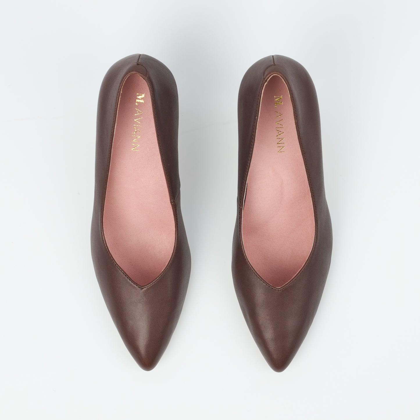 Canary Brown Leather V Cut Heels