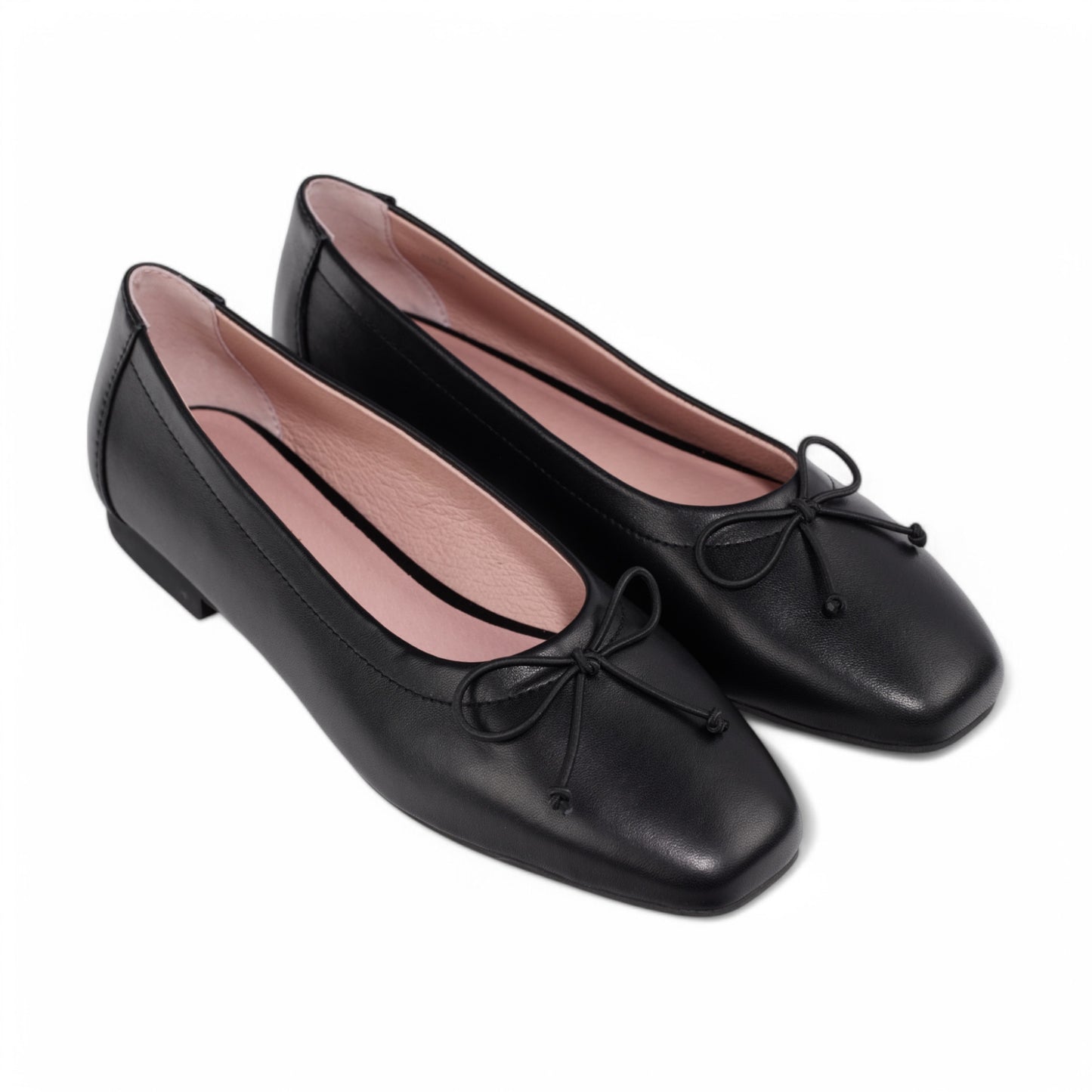 Geneva Black Leather Flats