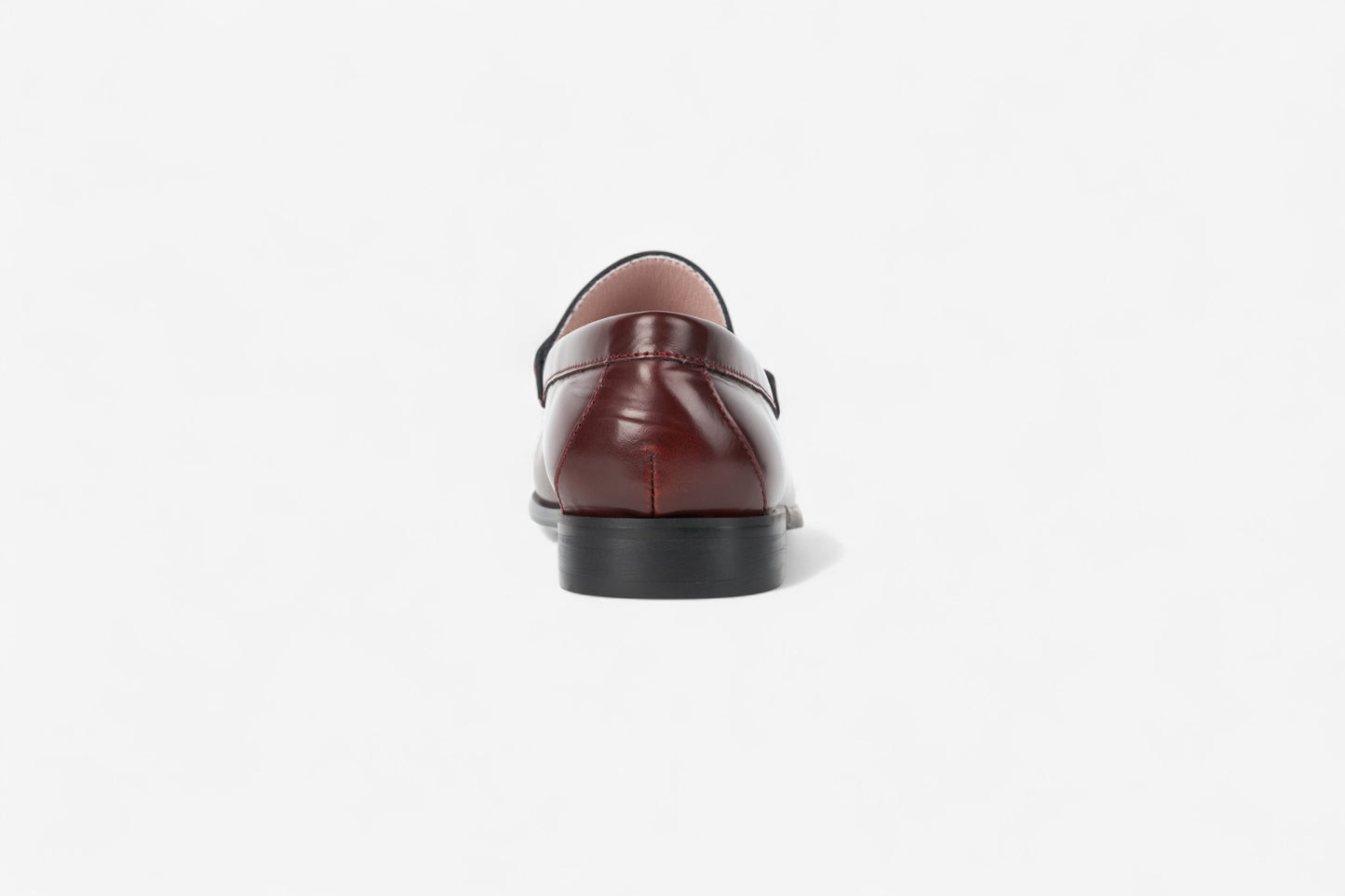 Reno Burgundy Burnish Classic Leather Loafers with 1-Inch Heel