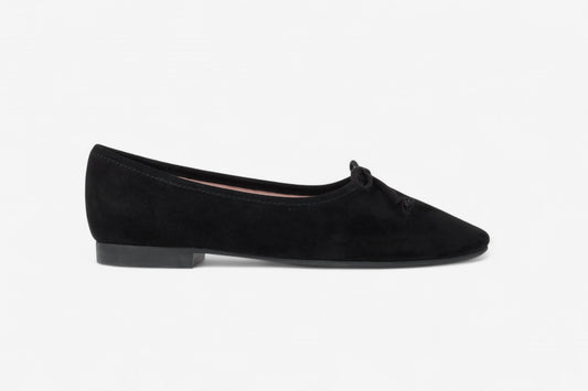 Roma Black Suede Elegant Leather Flat