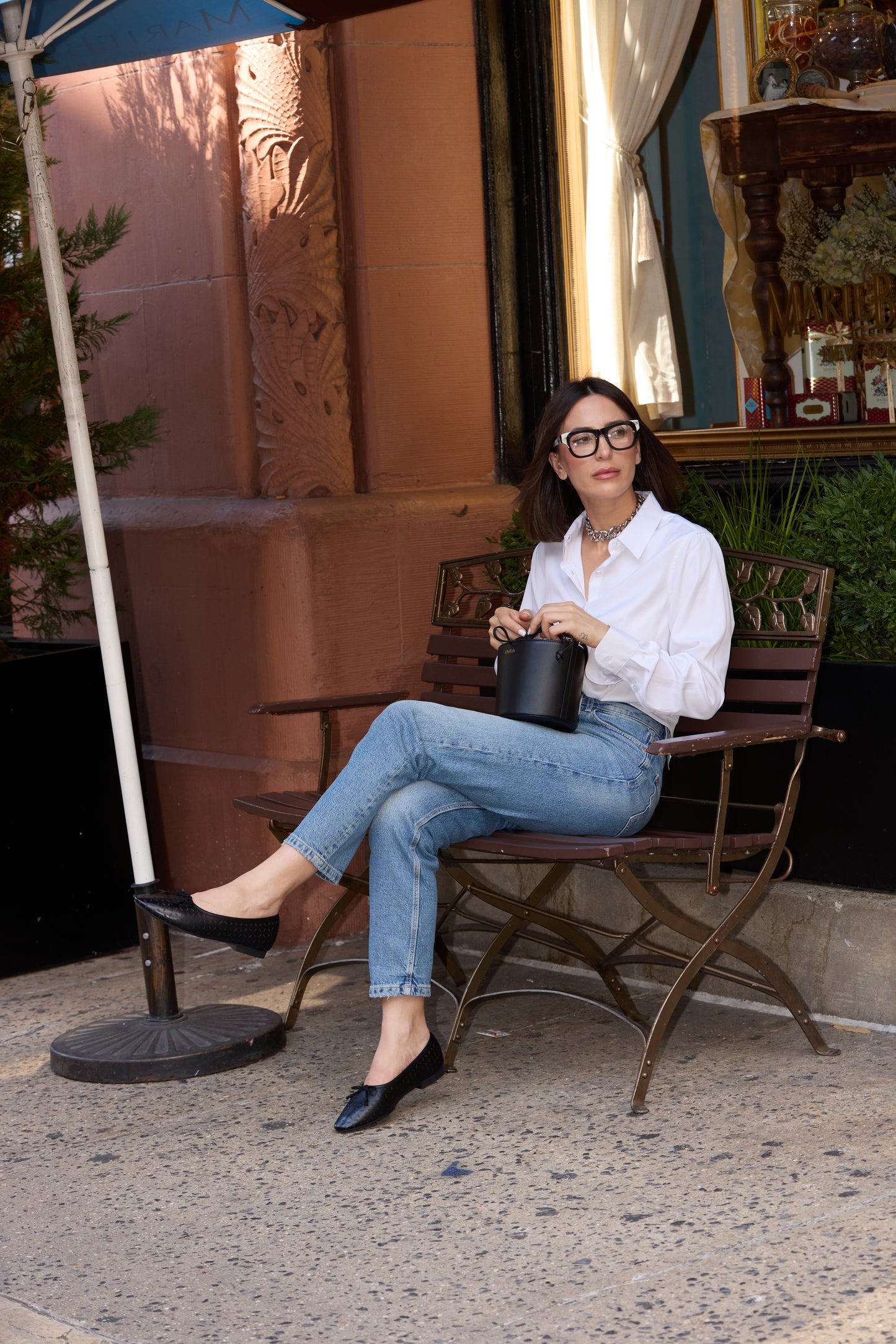 Roma Black Printed Elegant Leather Flat