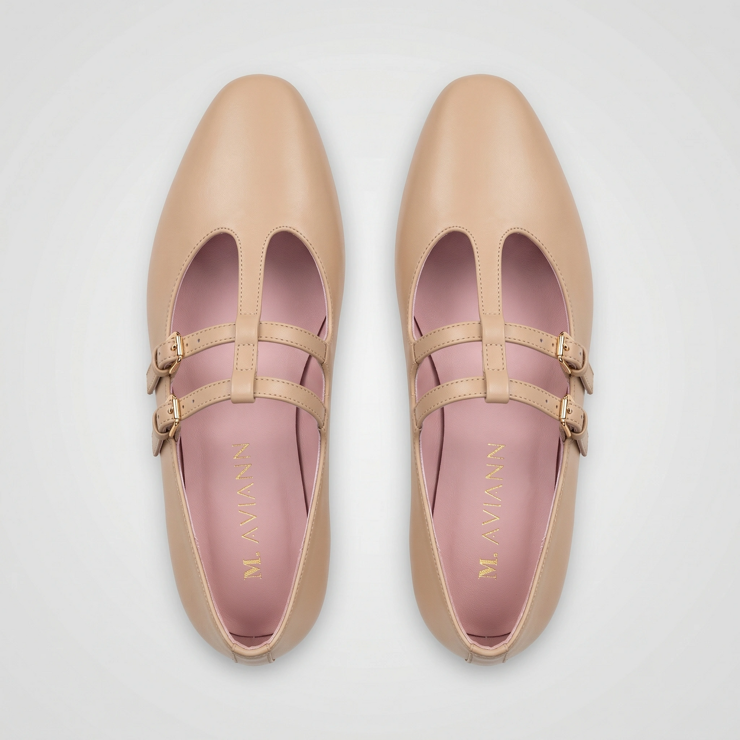Sophia Creme Double T-Strap Flat