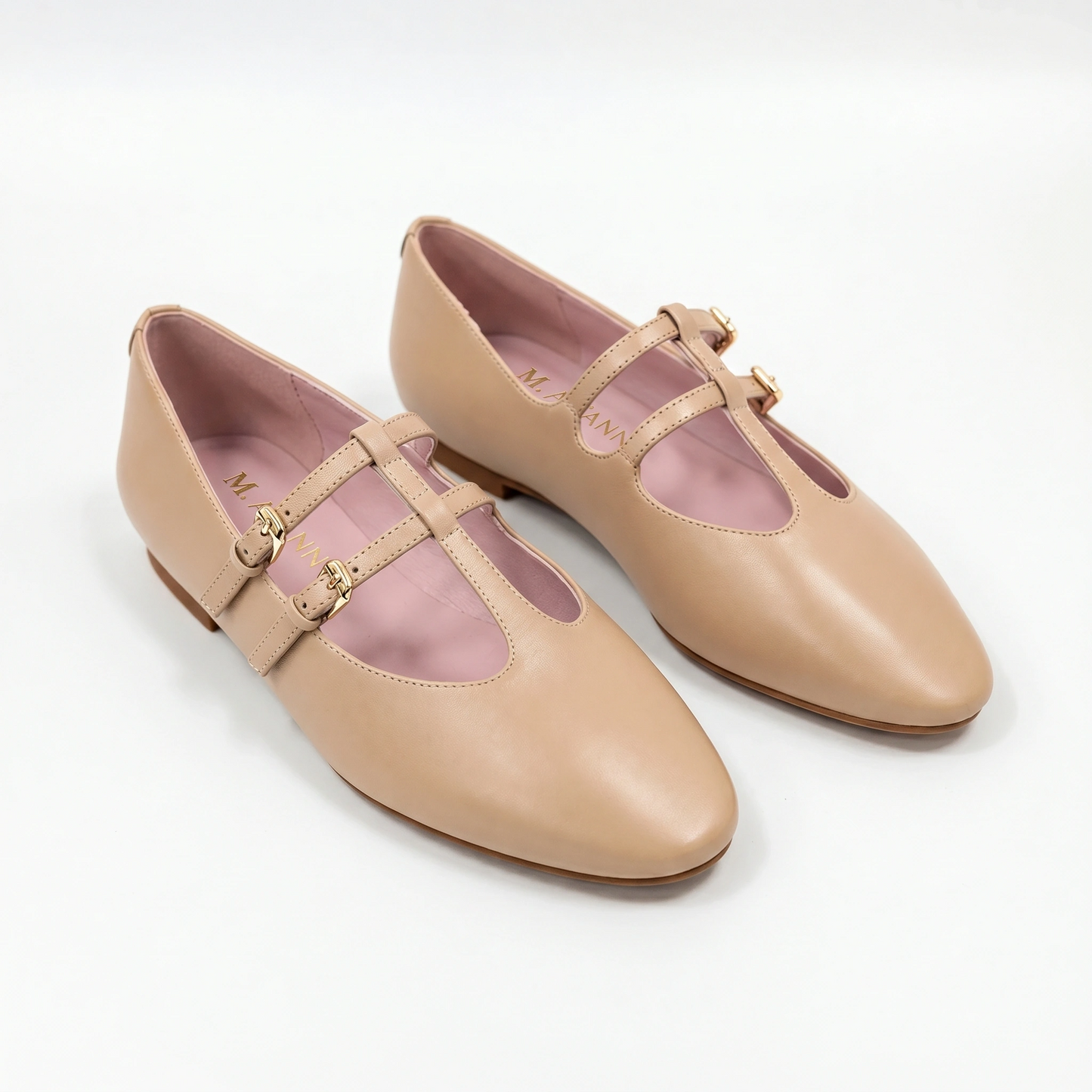 Sophia Creme Double T-Strap Flat