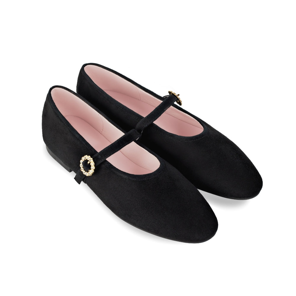Richmond Black Suede Mary Jane Flats