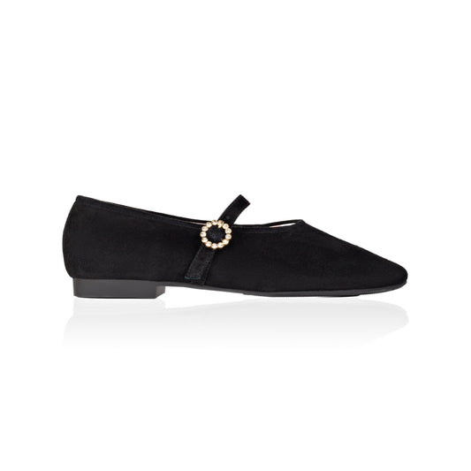 Richmond Black Suede Mary Jane Flats