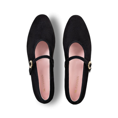 Richmond Black Suede Mary Jane Flats