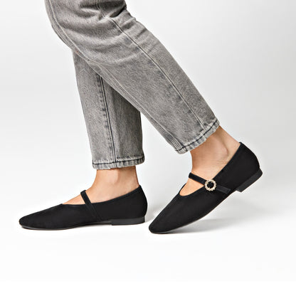 Richmond Black Suede Mary Jane Flats