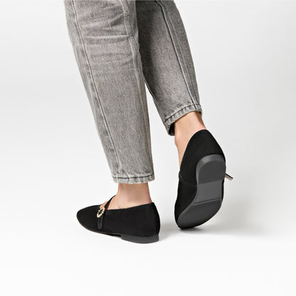 Richmond Black Suede Mary Jane Flats
