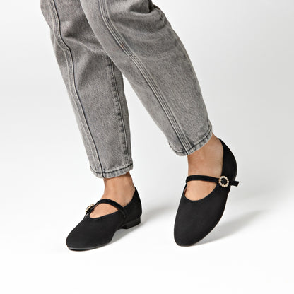 Richmond Black Suede Mary Jane Flats