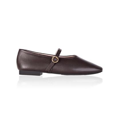 Richmond Brown Leather Mary Jane Flats