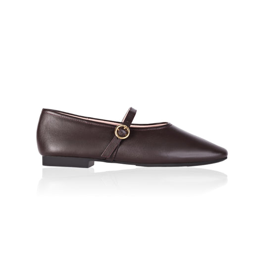 Richmond Brown Leather Mary Jane Flats
