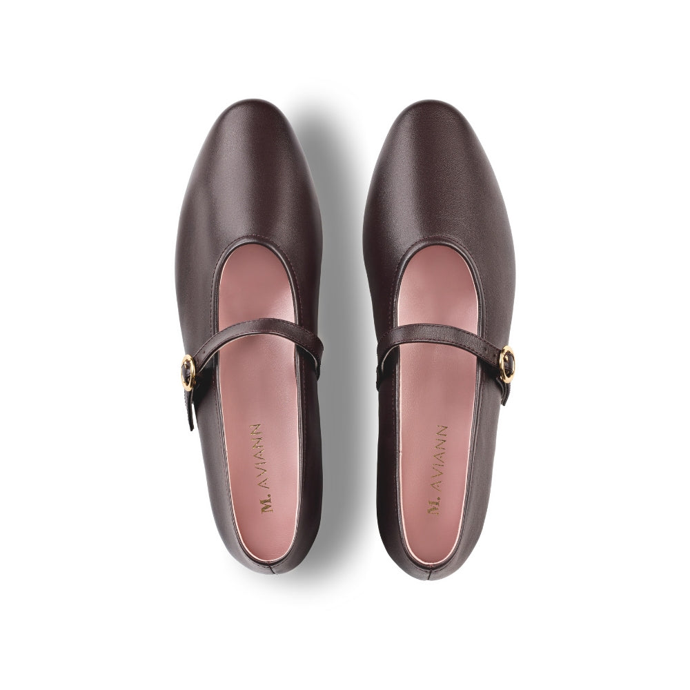 Richmond Brown Leather Mary Jane Flats