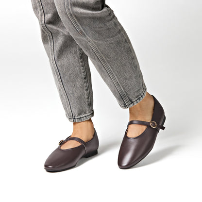Richmond Brown Leather Mary Jane Flats