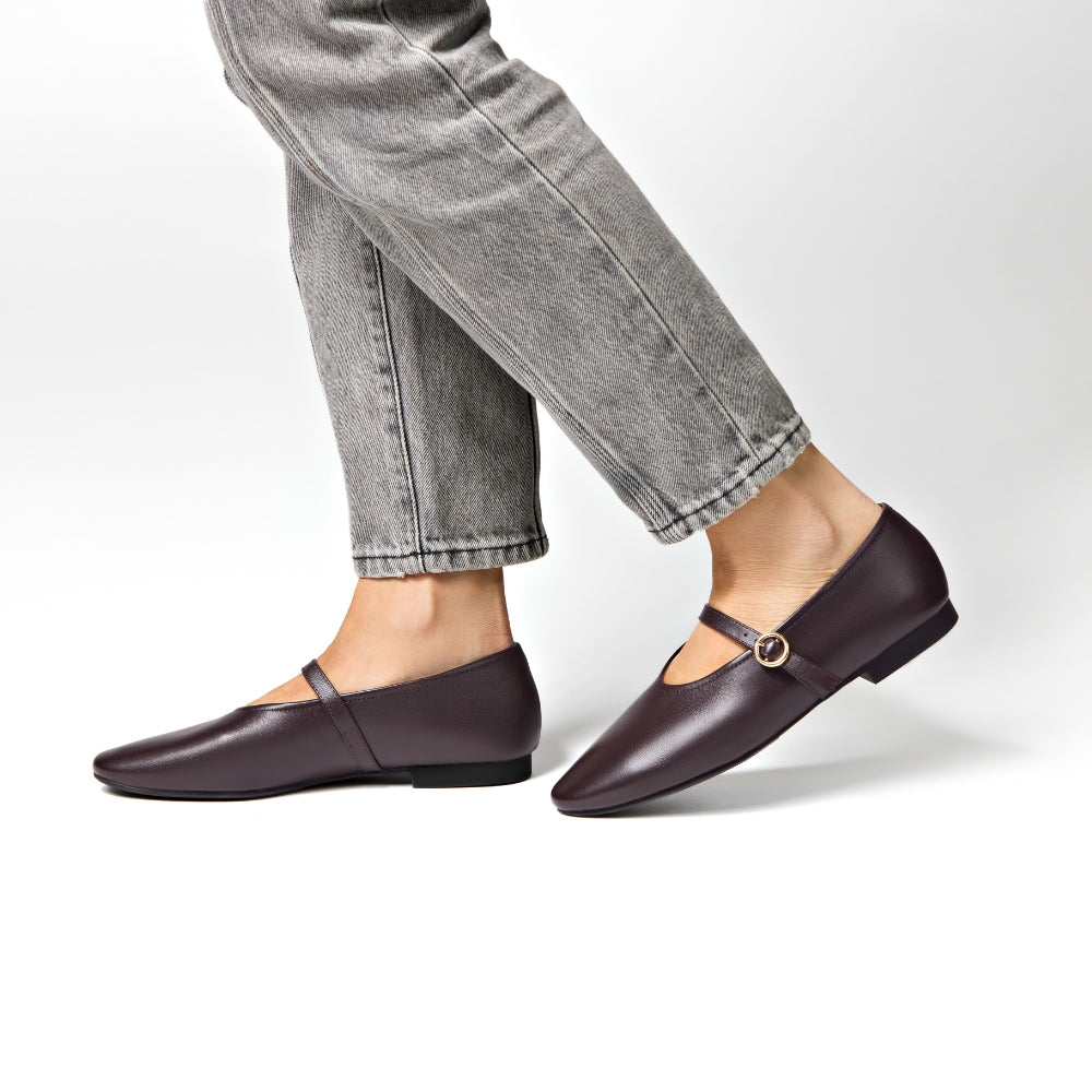Richmond Brown Leather Mary Jane Flats