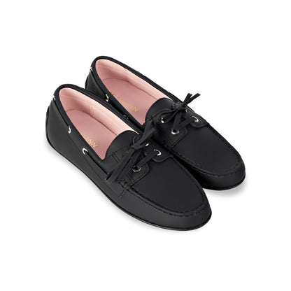 Sevilla Black Gum Leather Boat Moccasins