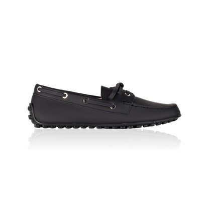 Sevilla Black Gum Leather Boat Moccasins