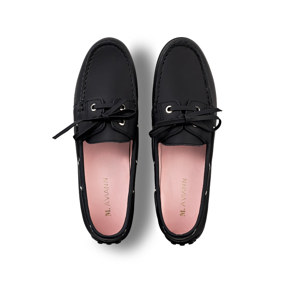 Sevilla Black Gum Leather Boat Moccasins