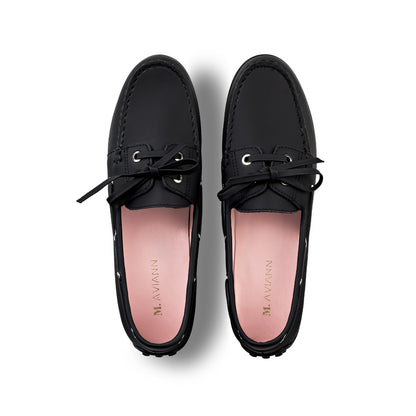 Sevilla Black Gum Leather Boat Moccasins