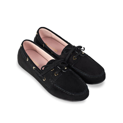Sevilla Black Suede Boat Moccasins