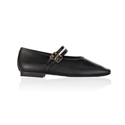 Sienna Double Buckle Leather Mary Jane Flat