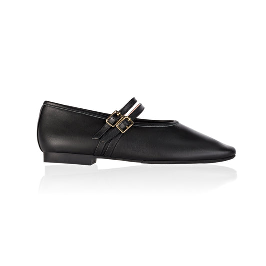 Sienna Double Buckle Leather Mary Jane Flat