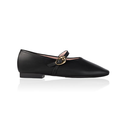 Richmond Black Leather Mary Jane Flats