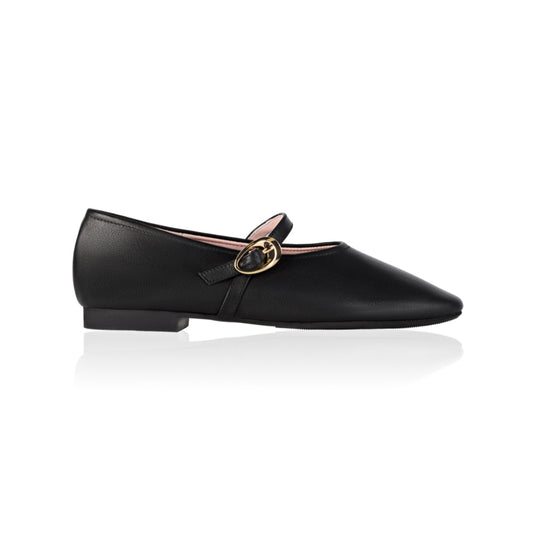Richmond Black Leather Mary Jane Flats