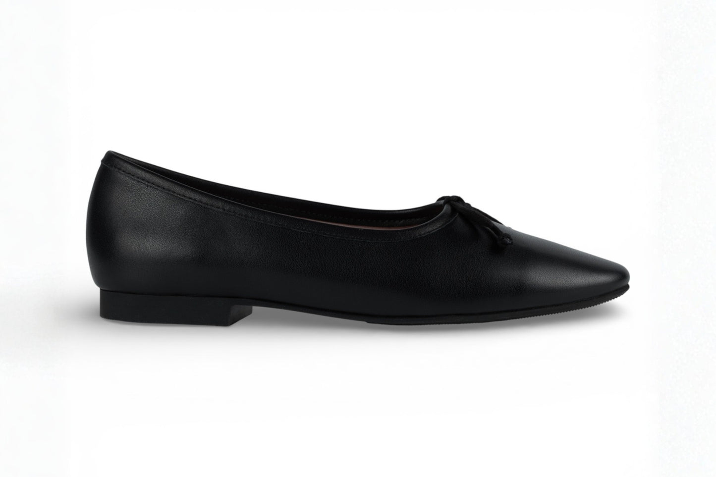 Roma Black Leather Elegant Flat on a white background