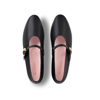 Richmond Black Leather Mary Jane Flats