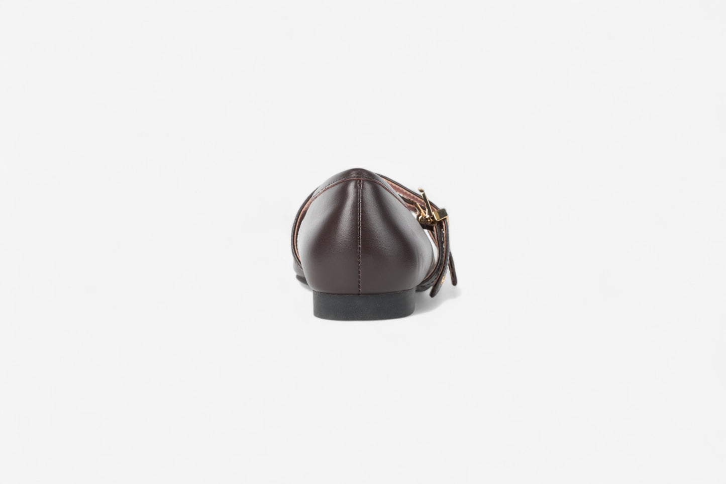 Dover Brown Leather Flat with Double Strap Detail