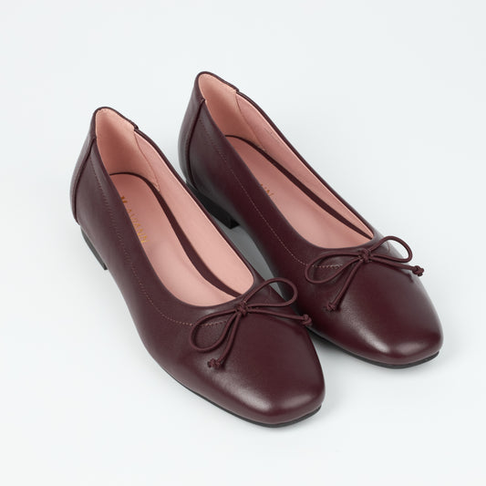 Geneva Burgundy Leather Flats