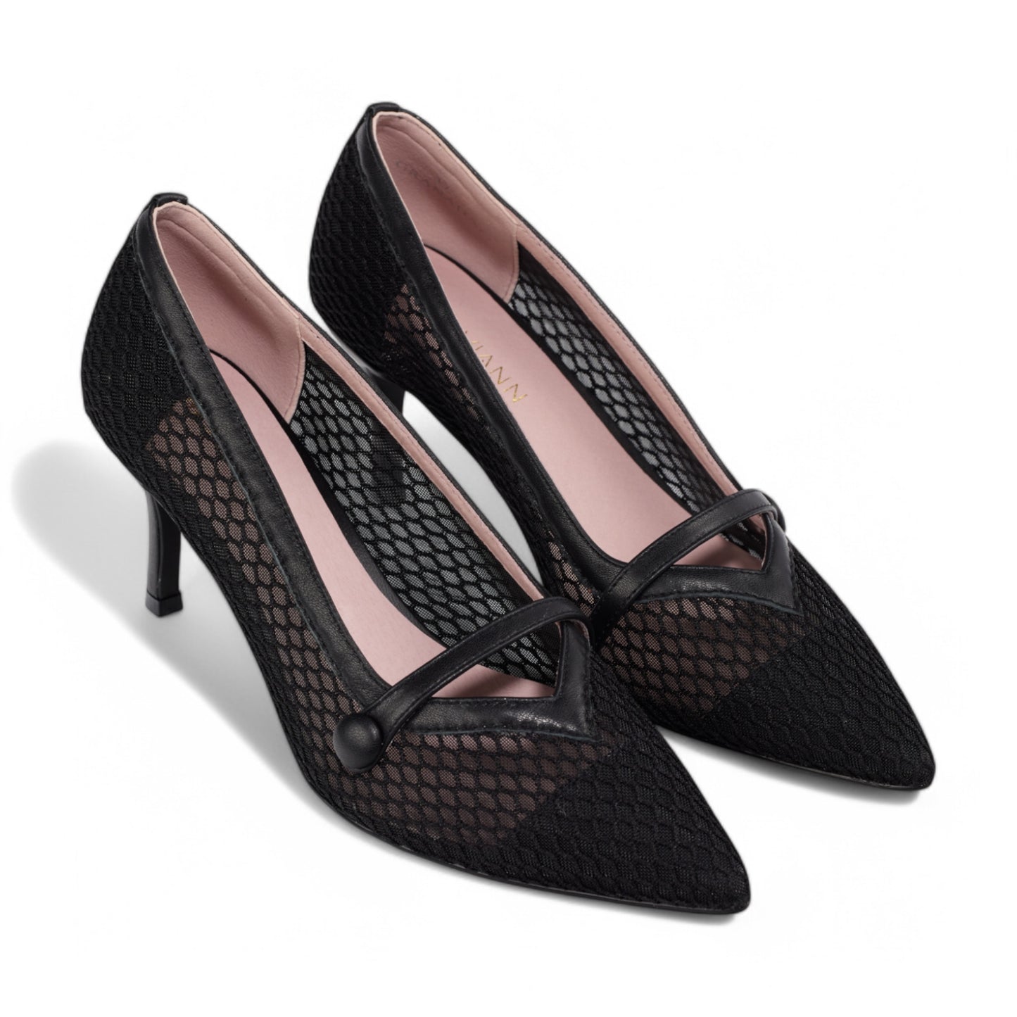 Granada Black Mesh Net Heels