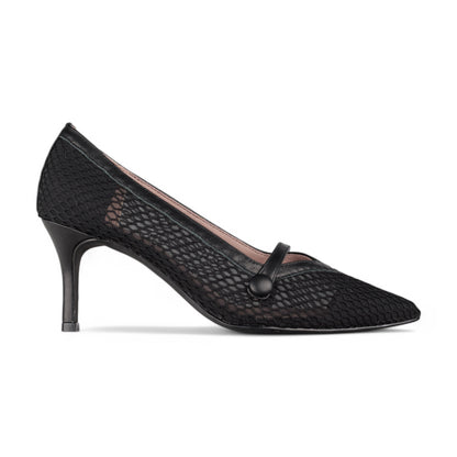 Granada Black Mesh Net Heels