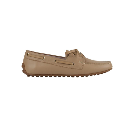Sevilla Beige Leather Boat Moccasins