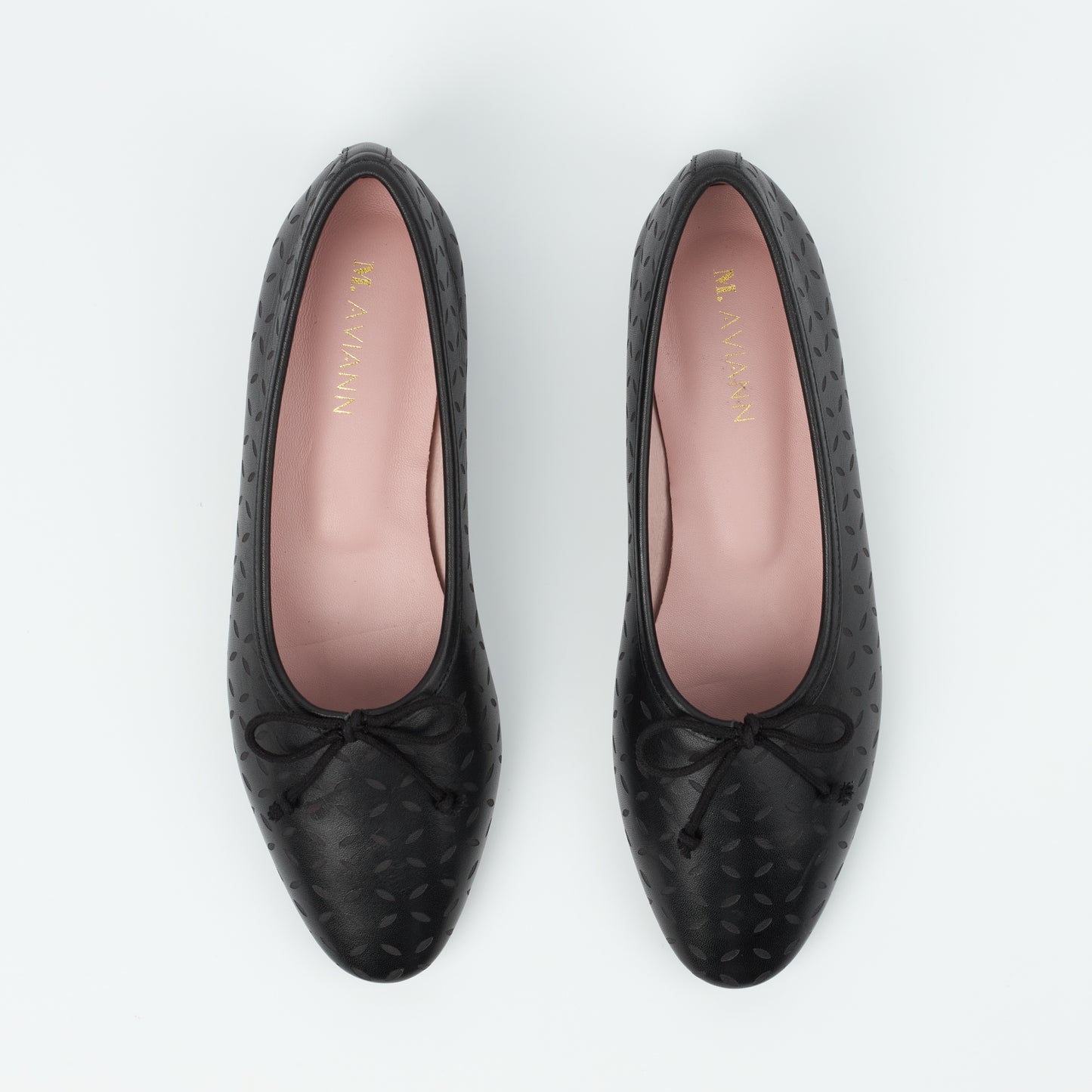 Roma Black Printed Elegant Leather Flat