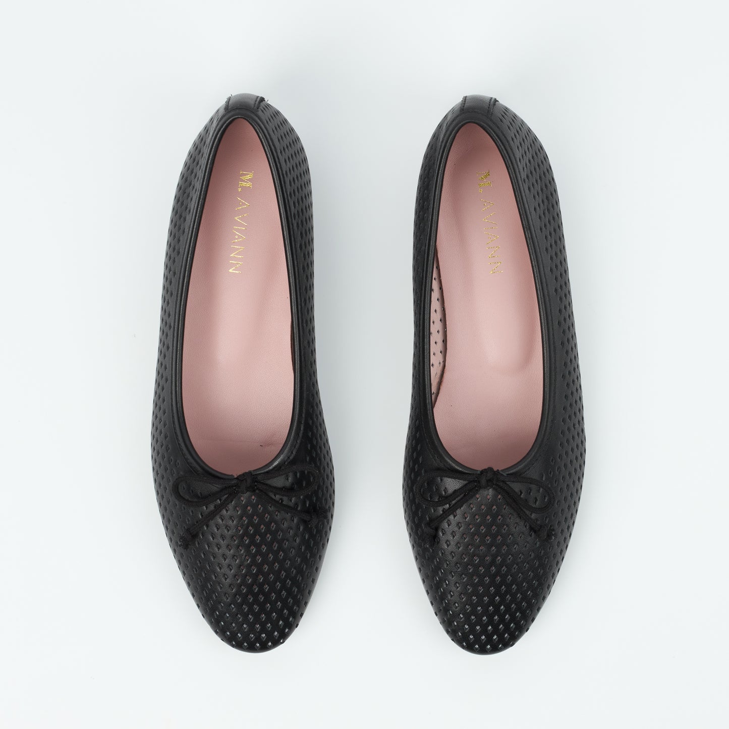 Roma Black Perforated Elegant Leather Flat