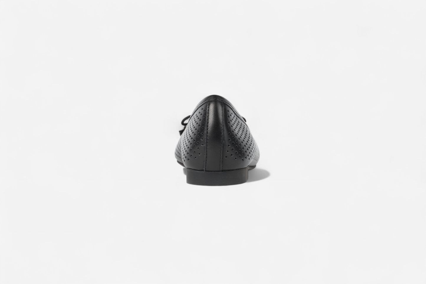 Roma Black Perforated Elegant Leather Flat