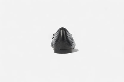 Roma Black Perforated Elegant Leather Flat