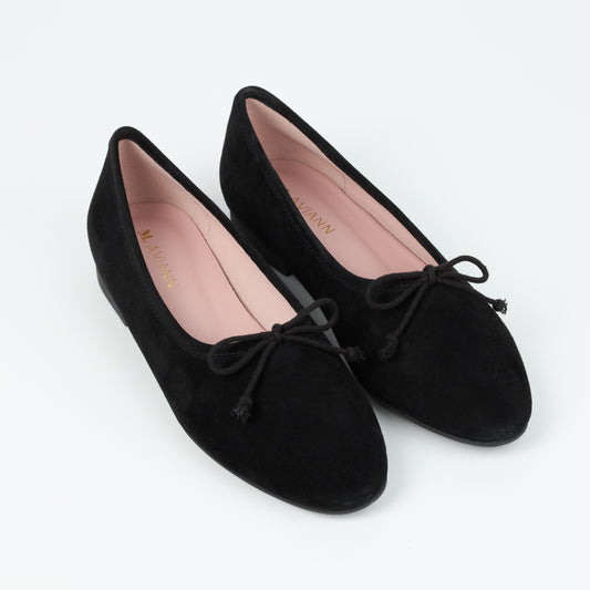 Roma Black Suede Elegant Leather Flat