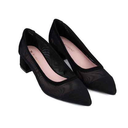 Lisbon Suede Heels Black Mesh