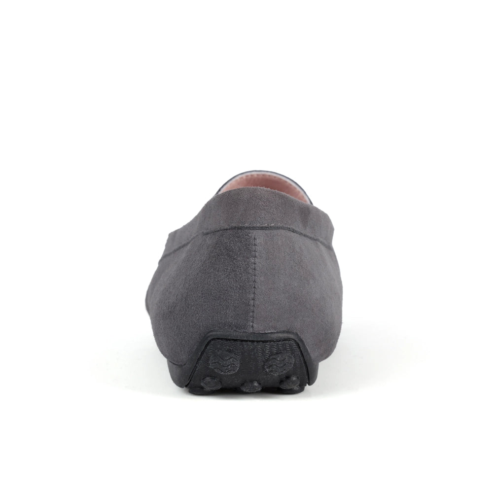Back view of Grey Madrid Suede Driver Moccasins
